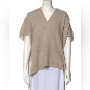 Vince Oatmeal Tan Wool Cashmere blend V-neck Sleeveless Oversized Sweater in M